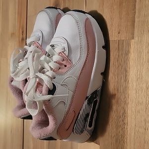 Nike Air Max 90 white and pink sneakers size 10c, used condition